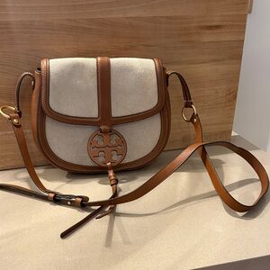 Tory Burch Miller Canvas Quadrant Small Saddle Bag